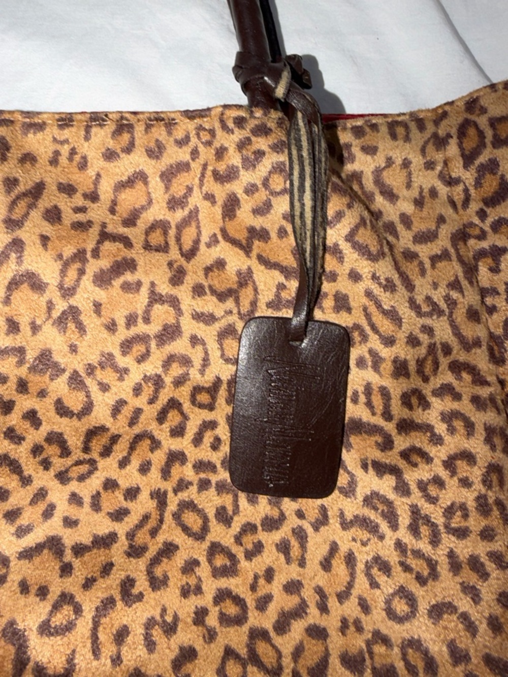 Neiman Marcus Tote Bag Leopard Cheetah Animal Print Handbag Faux Suede - Picture 2 of 7
